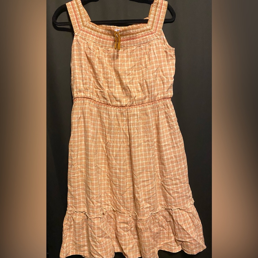 Orange and white checker print sundress